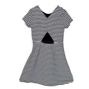 Black and White Stripe Flare Dress